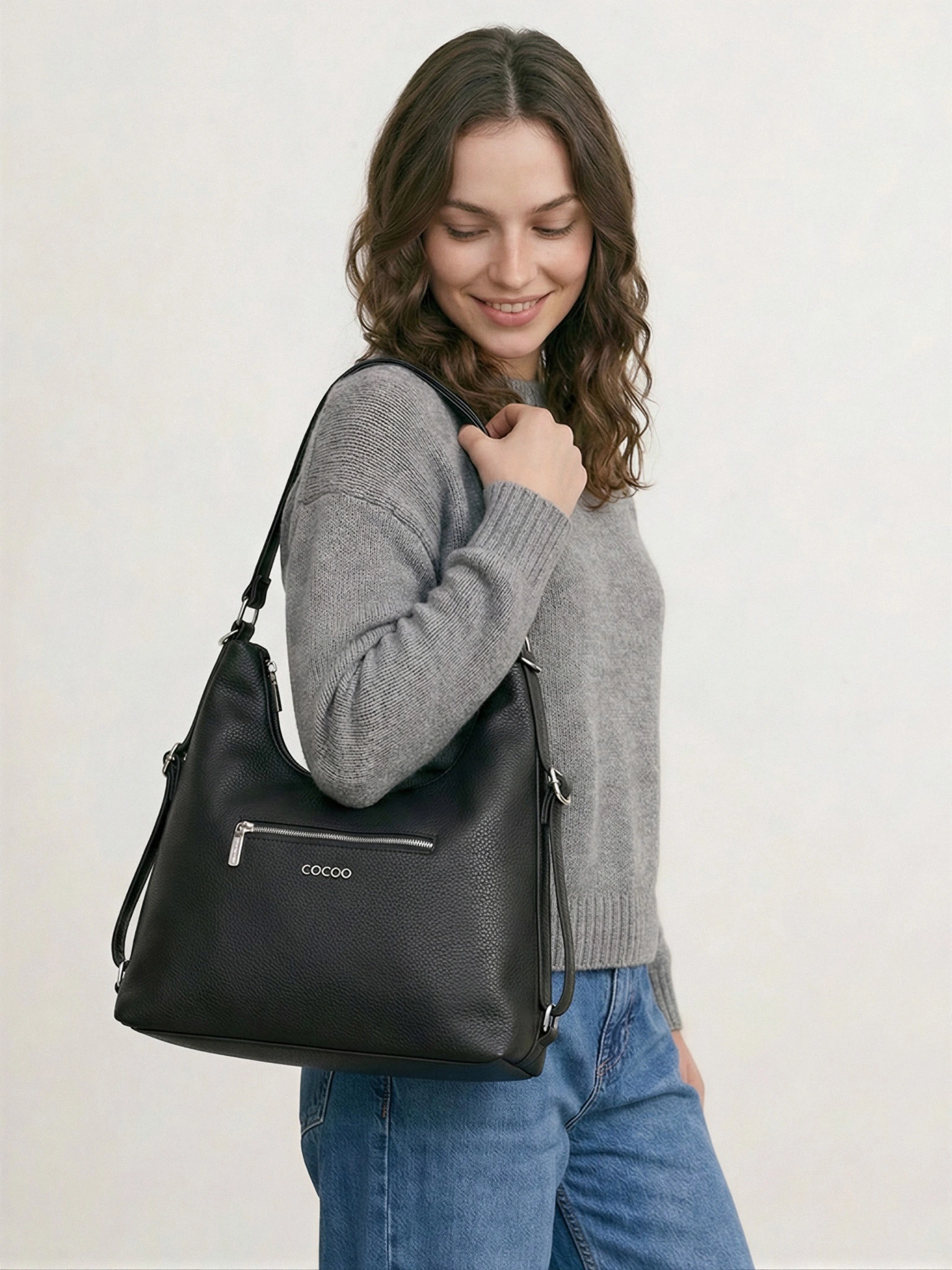 Сумка-шоппер  с декоративным пуллером со стразами в ассортименте